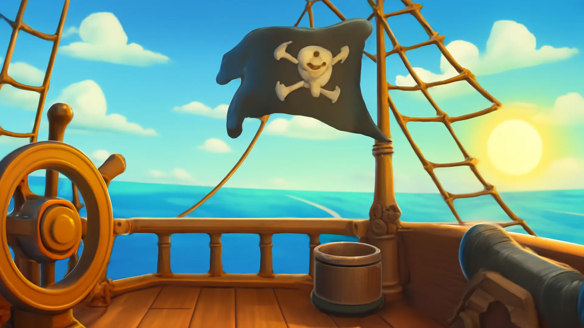 Sunny pirate ship deck in Bloody Pirates